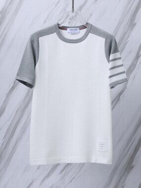 Thom Browne Raglan Sleeve Four-Stripe Knit Short-Sleeve T-Shirt